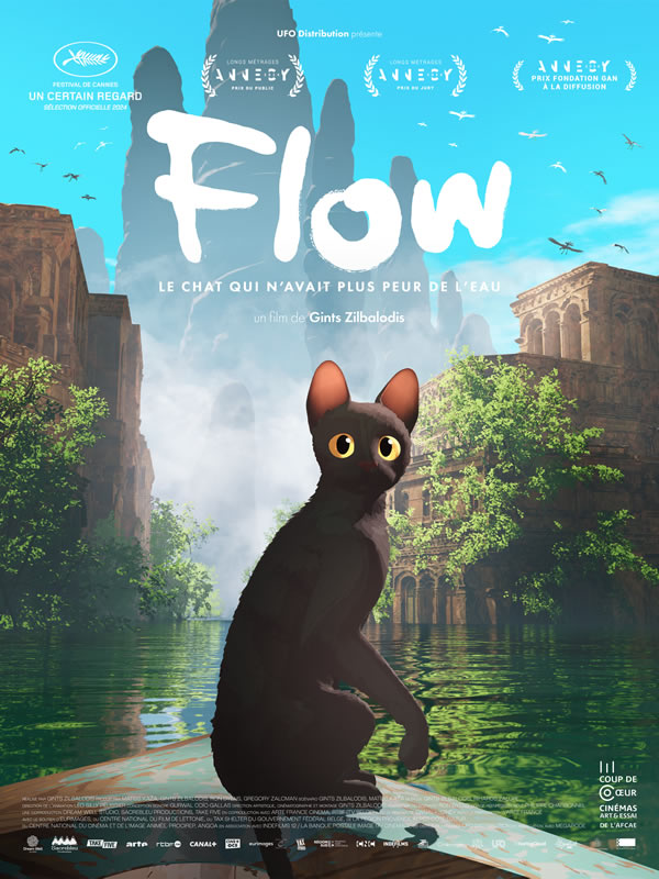 affiche FLOW, LE CHAT QUI N'AVAIT PLUS PEUR DE L'EAU Gints Zilbalodis