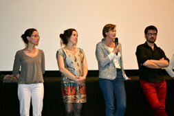 Hélène Morin, sage femme libérale, Lisa Laisné, sage femme libérale, Marie-Hélène Couvreur, sage femme échographiste et vice présidente du conseil de l'ordre des sages femmes du Maine-et-Loire et Sébastien Calvez, monteur image du filmDR
