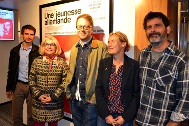 Bruno Gourdon, Relations internationales à la ville d'Angers, Catherine Goxe, adjointe au maire d'Angers au rayonnement, Jean-Gabriel Periot, réalisateur, Ganaëlle Guitter, Relations internationales de la ville d'Angers et Xavier Massé, administrateur du festival Premiers Plans.DR