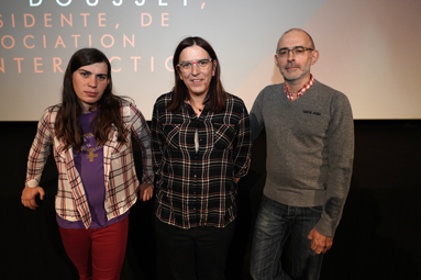 Cloé Morisset, porte-parole,  Pauline Dousset, co-présidente de l'association Trans Inter Action et Stéphane Corbin, activiste LGBT.DR